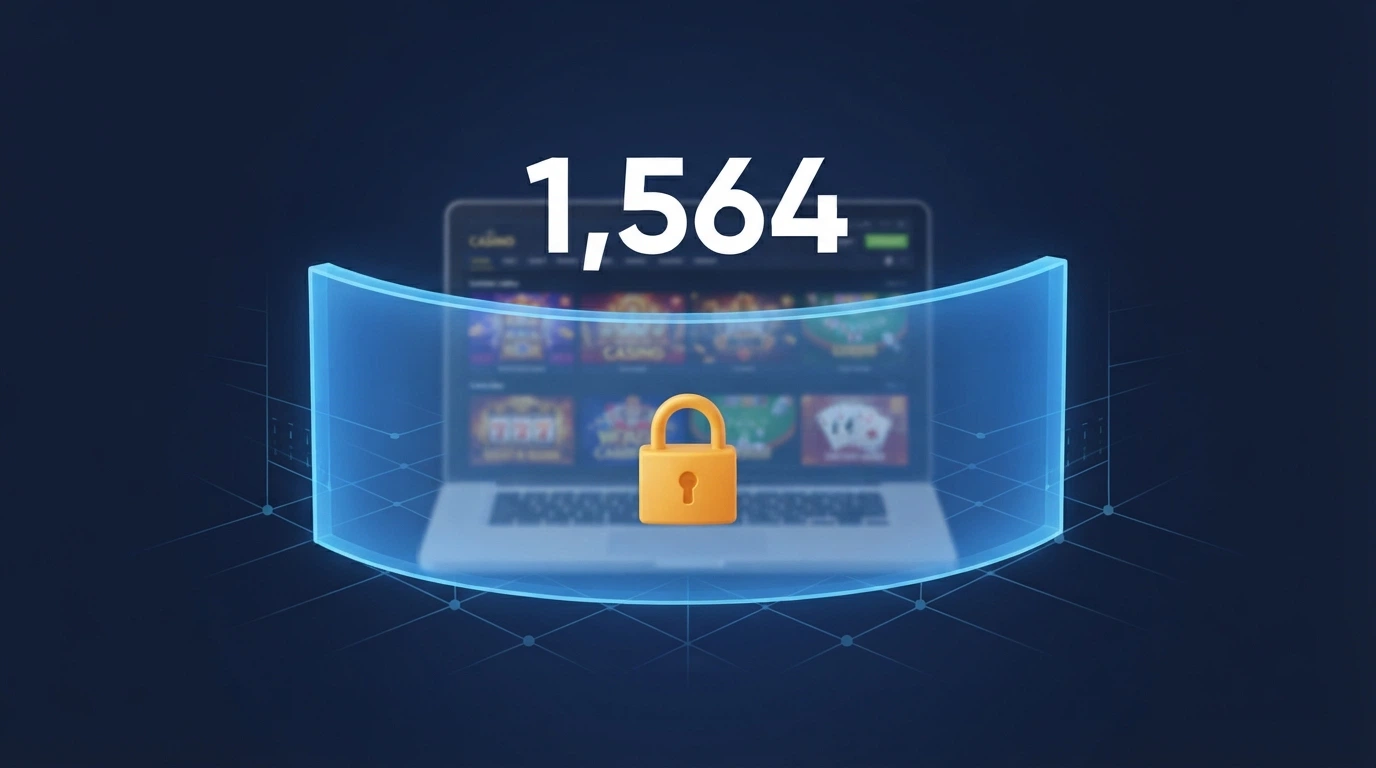 A stylised representation of the ACMA's ISP blocking mechanism showing an offshore casino website behind a digital barrier with Australian IP addresses unable to connect