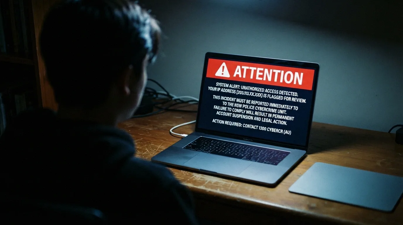 A browser window displaying the ACMA-blocked-site notice that appears when an Australian ISP blocks an illegal gambling website