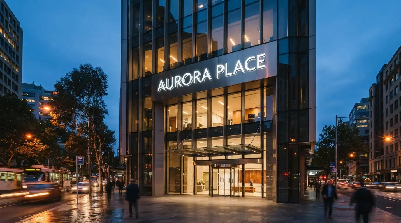 Aristocrat Leisure corporate signage or branding at a gaming-industry expo or office exterior