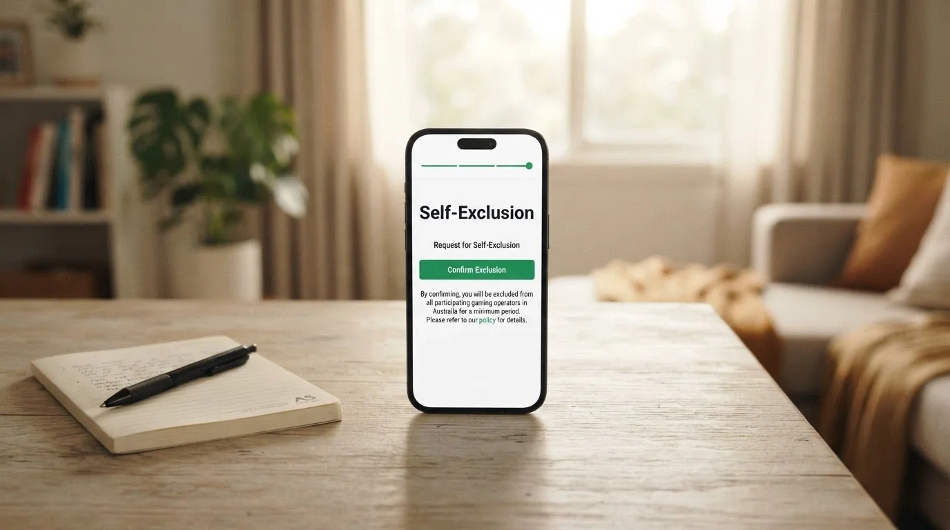 BetStop National Self-Exclusion Register homepage on a smartphone screen