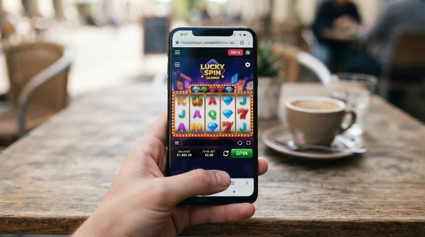 A smartphone held in one hand showing a USDT casino game loaded in a mobile browser, no app icon visible