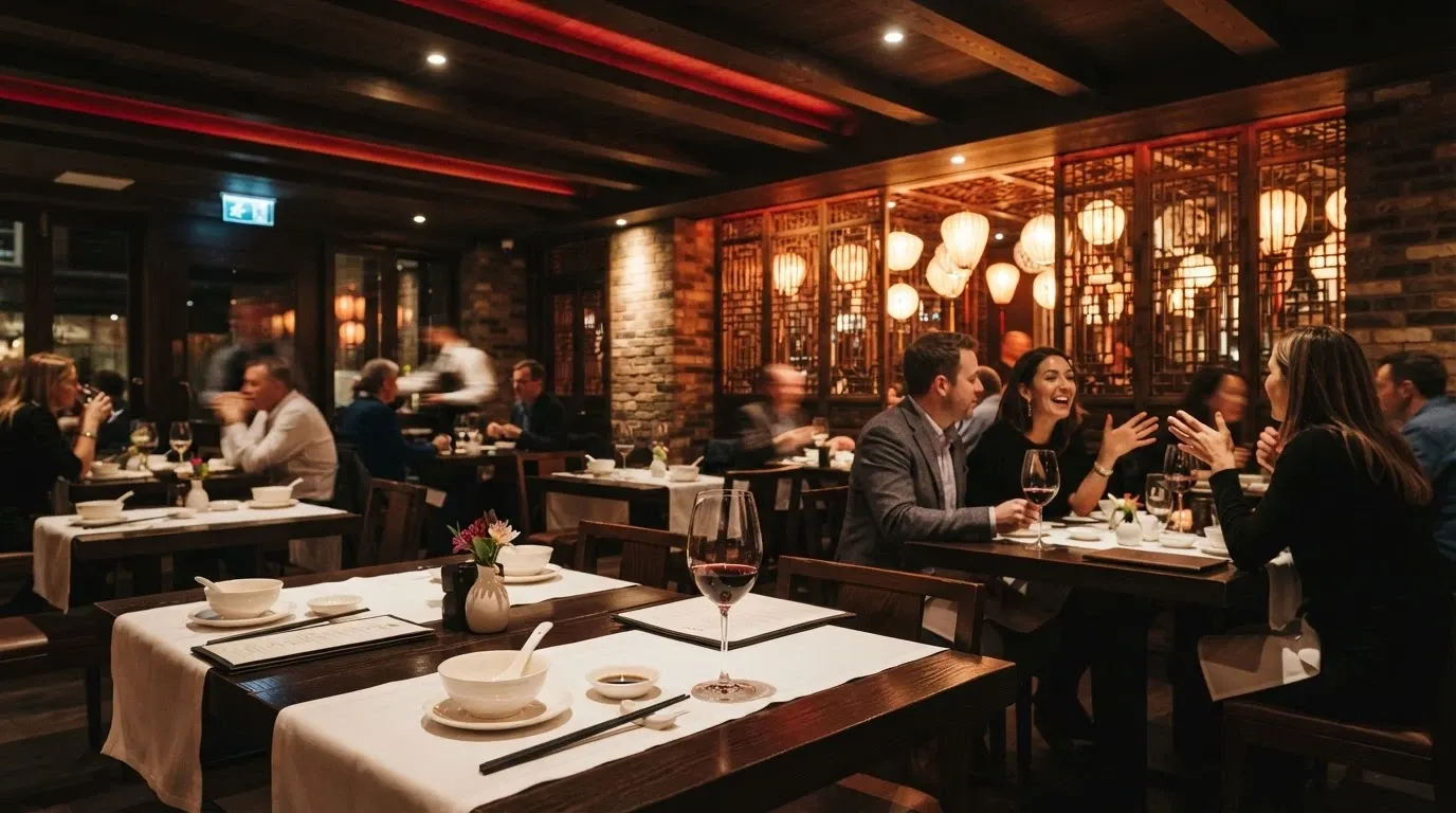 Interior of the Natural Nine restaurant at Casino Canberra showing the Pop Chinese dining room and decor