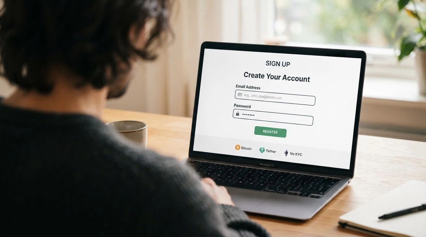 A minimal casino registration form with only an email and password field and no identity-verification step