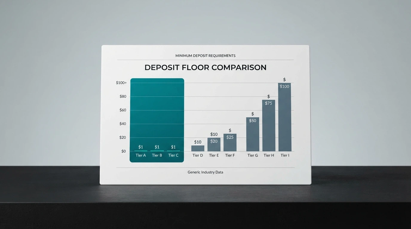 A comparison table showing casino names, deposit minimums, welcome bonus offers and wagering multipliers side by side