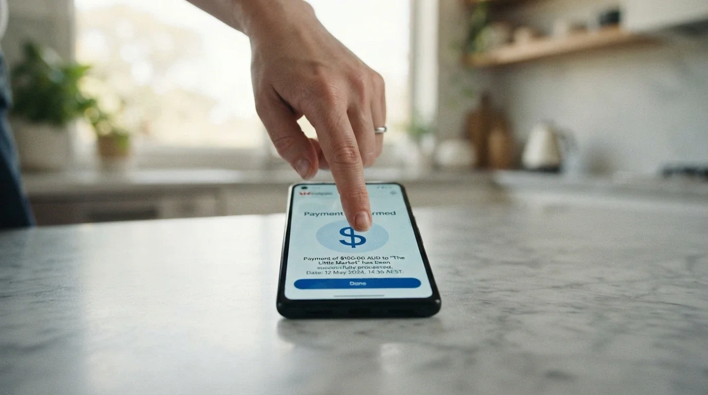 An iPhone screen showing a PayID deposit interface with Australian bank branding