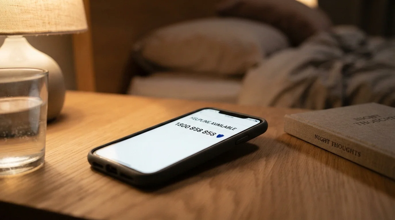 A smartphone screen displaying the Gambling Help Online landing page with the 1800 858 858 helpline number prominently visible and the BetStop logo beside it